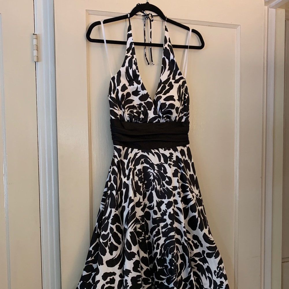 Black and white halter dress